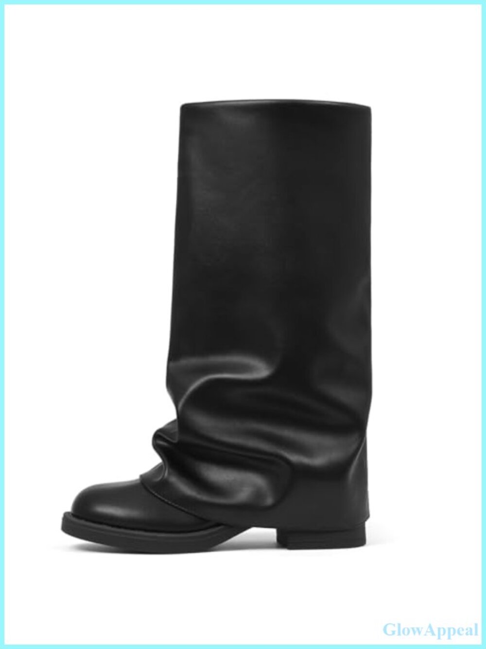 Women's Slouchy Fold Over Knee-High Boots Vegan Leather Block Heel